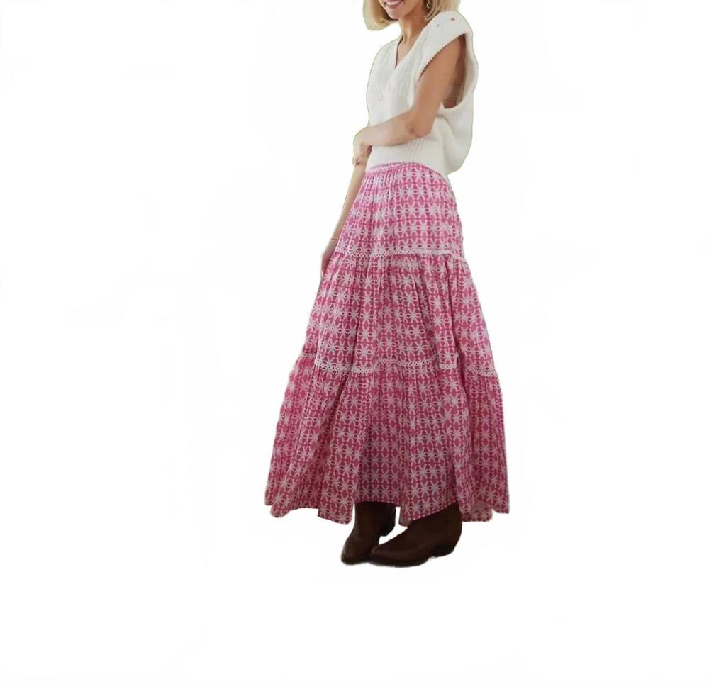 NEW BROOKS AVENUE spice market maxi skirt in pink